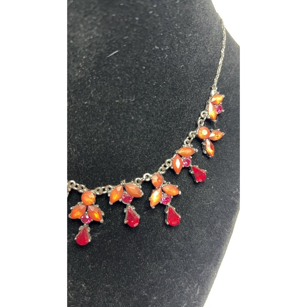 Vintage Red and Orange Rhinestone Necklace - Picture 2 of 3